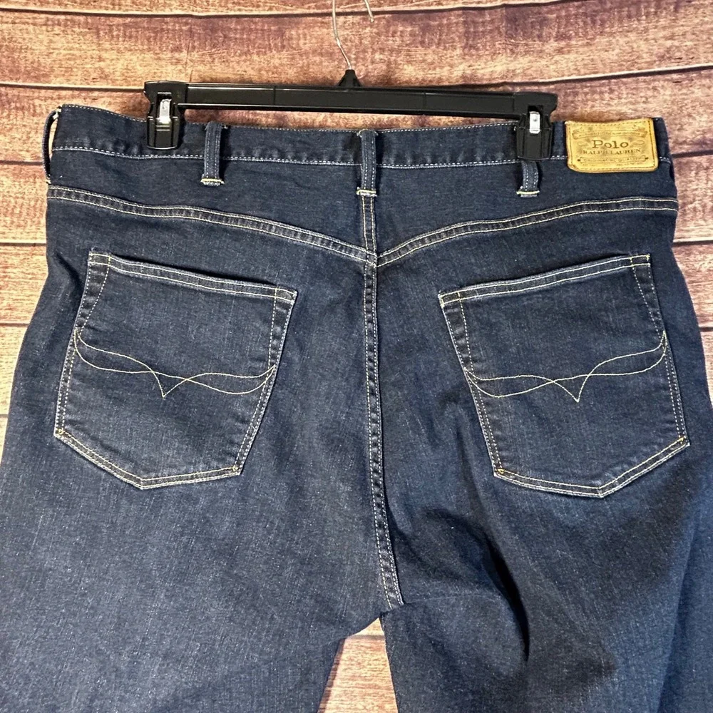Polo Ralph Lauren Hampton Relaxed Straight Jeans Mens 42x32 Dark Wash Denim